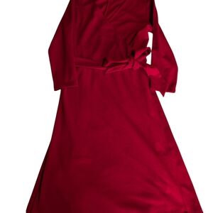 Lands End Red Faux Wrap Dress Size 6-8